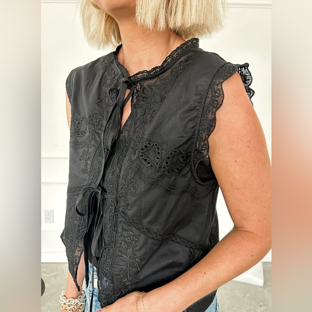 Zara Black Lace Detail Top